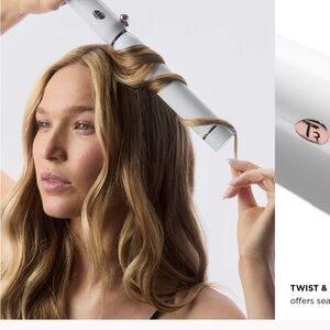 T3 White and Rose Gold Curling Wand